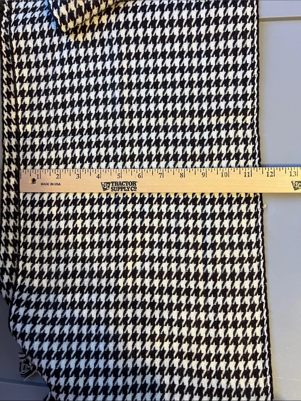 Brown and White Houndstooth Fringe Scarf